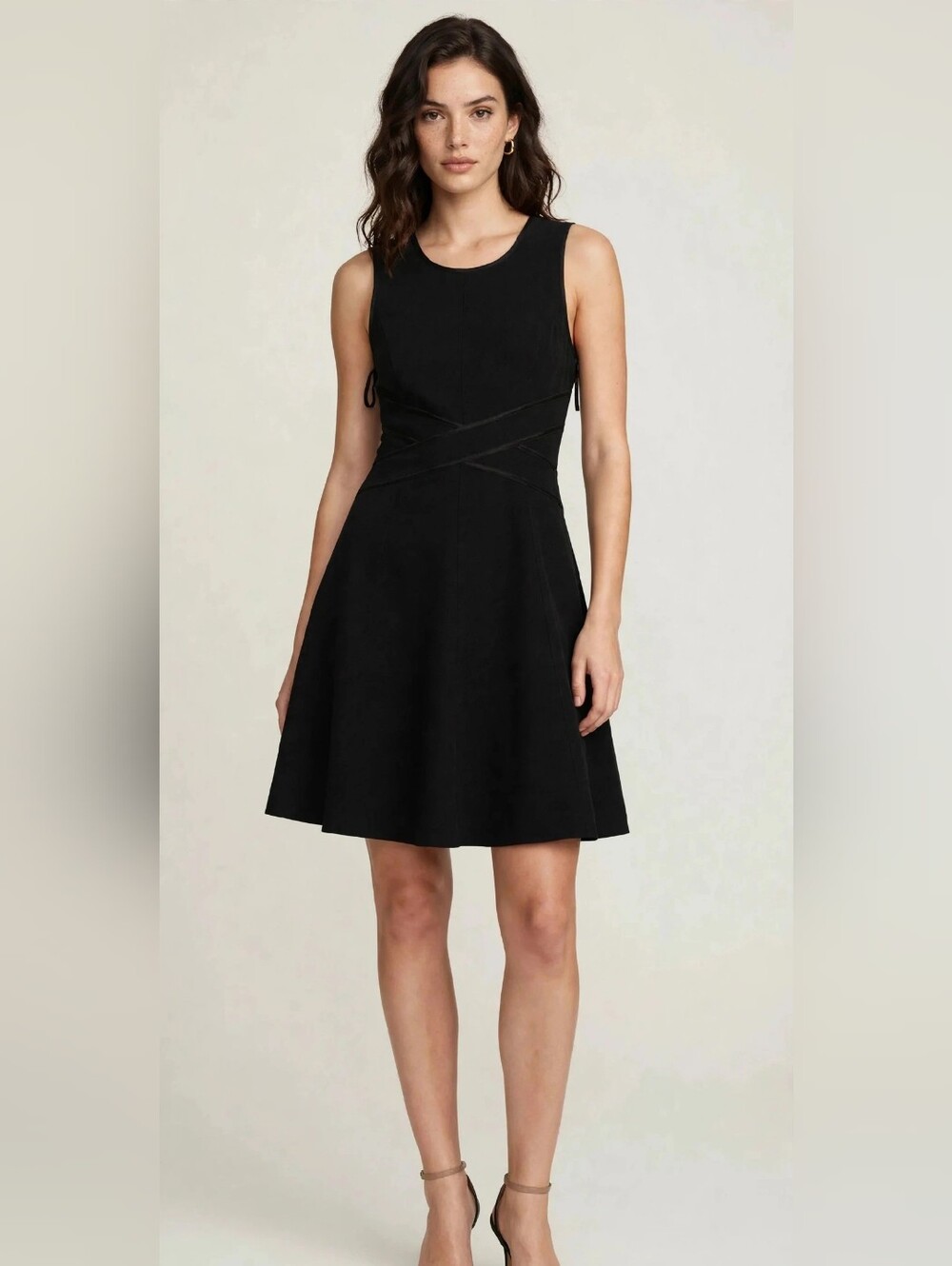 white House Black Market Women's Elegant Black Sleeveless Dress Size 10